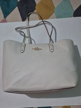 Coach Cream Pebbled Leather Tote